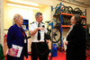 Committee Convener Christine Grahame MSP, activities manager, Graham McLay, Alison McInnes MSP talk in the bicycle workshop during the Justice Committee visit to HM Young Offenders Institution, Polmont. 